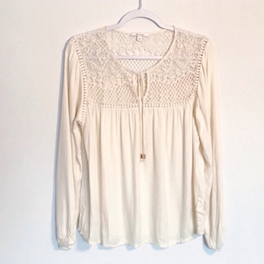 Anthropologie | Ella Moss cream lace blouse size S